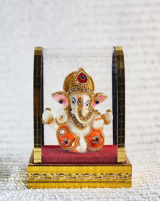 Radiant White Ganesha Idol