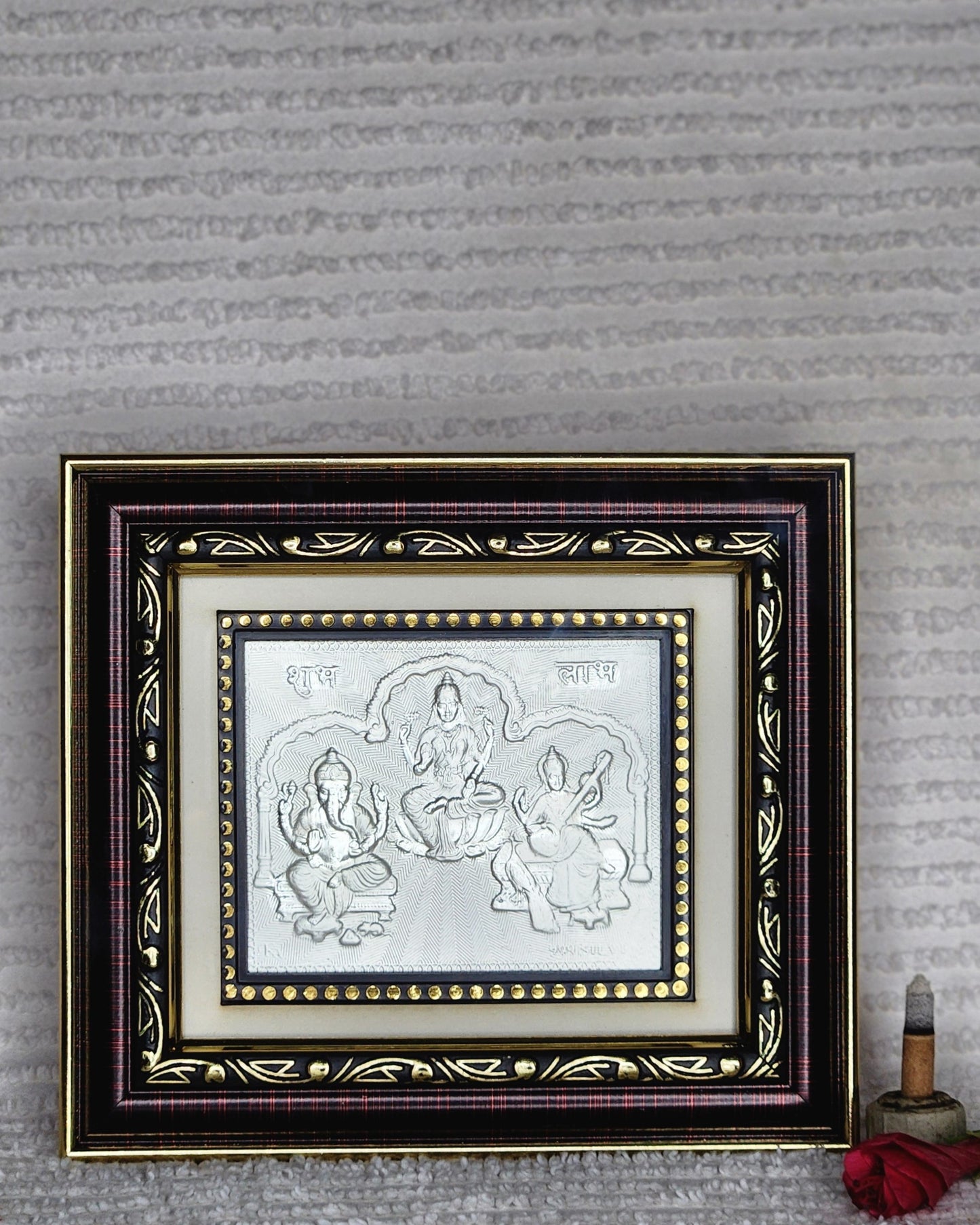 Lakshmi-Ganesha-Saraswati Pure Silver Frame