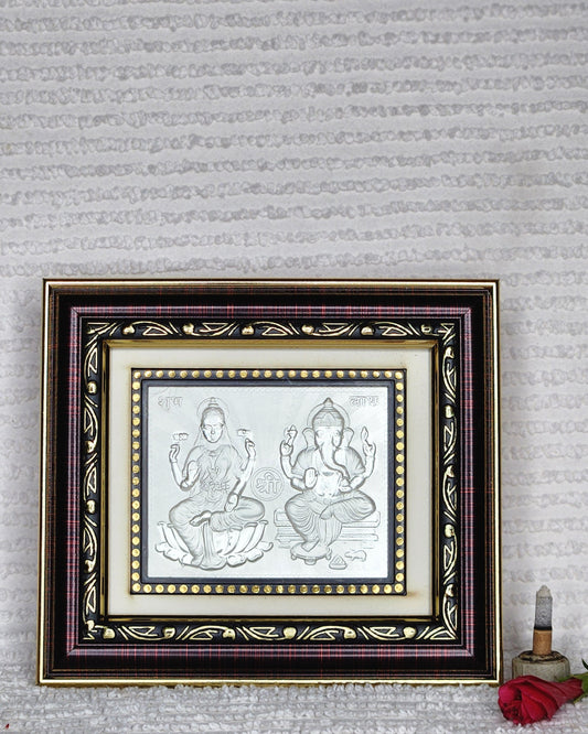 Divine Lakshmi-Ganesha Pure Silver Frame